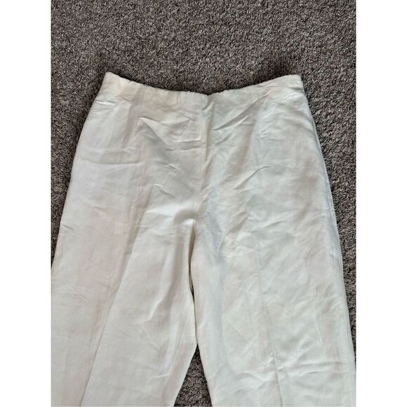 Lafayette New York 148 Linen Trouser Pant Pleated Taper Leg Women’s 16 Cream - Picture 14 of 15